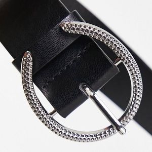 ASOS silver minimal round buckle belt
